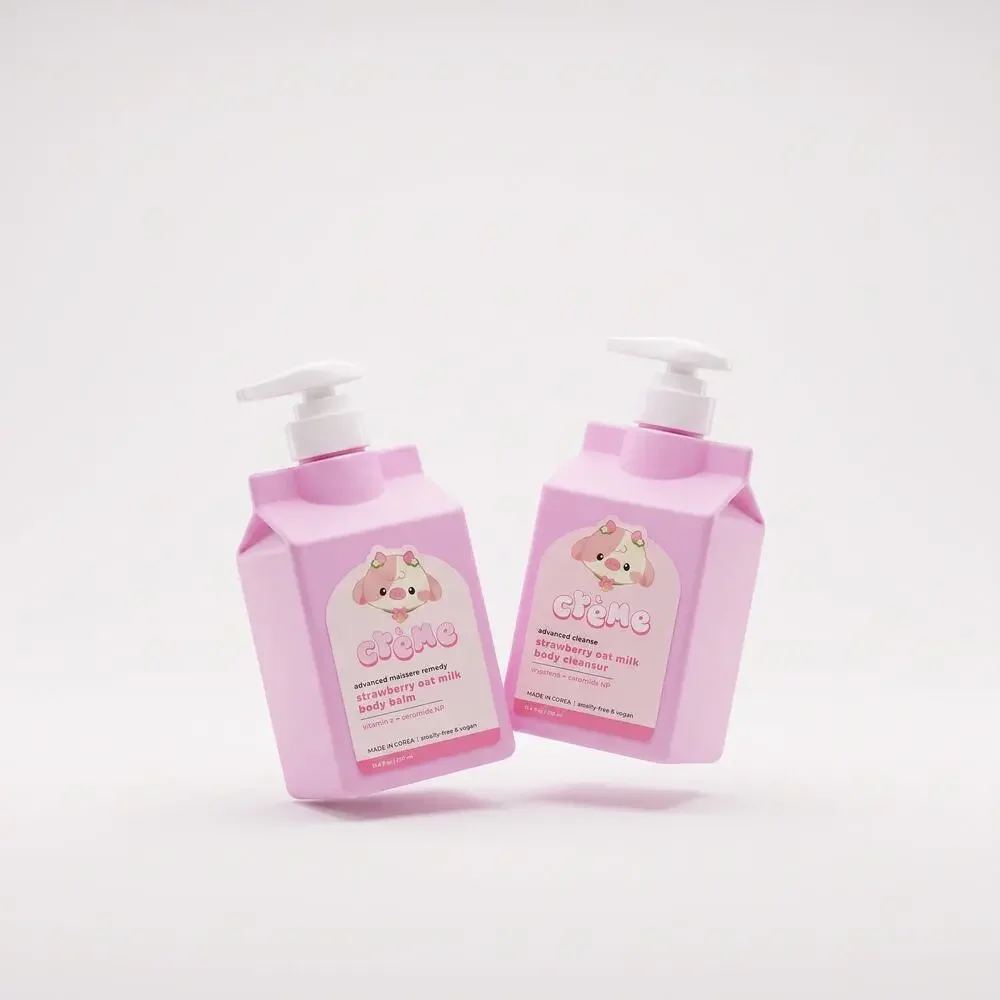 The Crème Shop Strawberry Oat Milk Body Cleanser & Balm Duo 8.4 oz Each